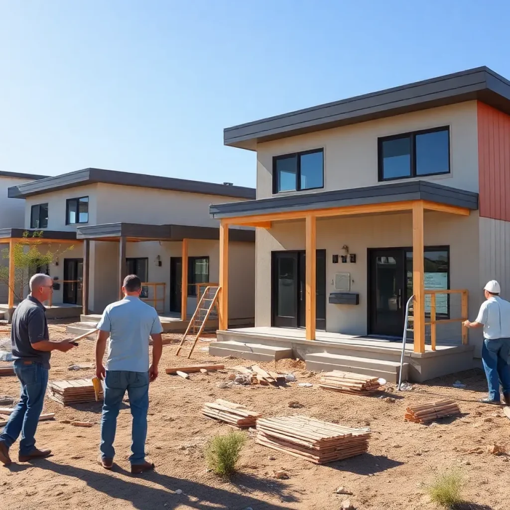 Construction workers at an affordable housing site in Tucson, Arizona