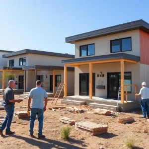 Construction workers at an affordable housing site in Tucson, Arizona