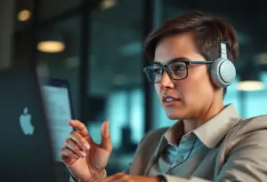 Illustration of a fraudulent phone call related to job offers using AI technology.