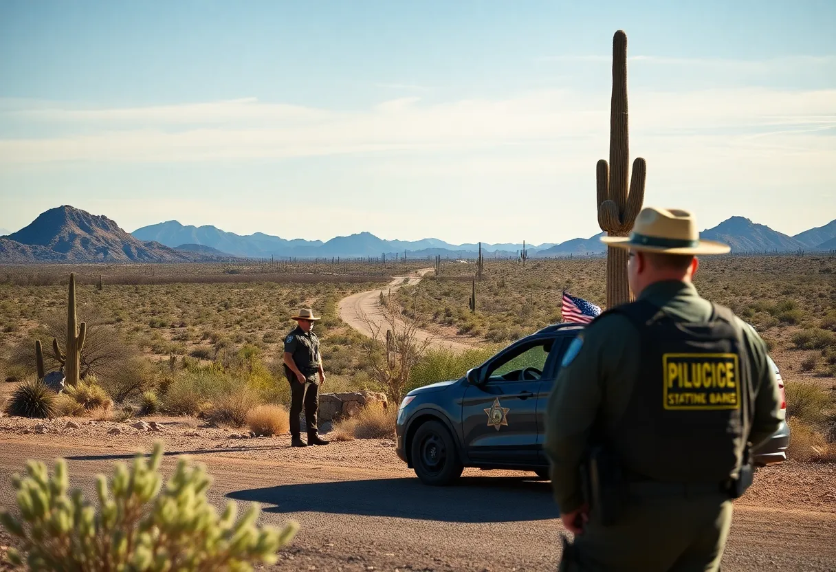 State troopers conducting border patrol in Arizona near Tucson.