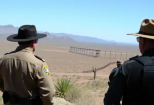 Law enforcement officers patrolling the Arizona-Mexico border area