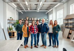 Employees collaborating in a modern office space at a family-owned business in Arizona