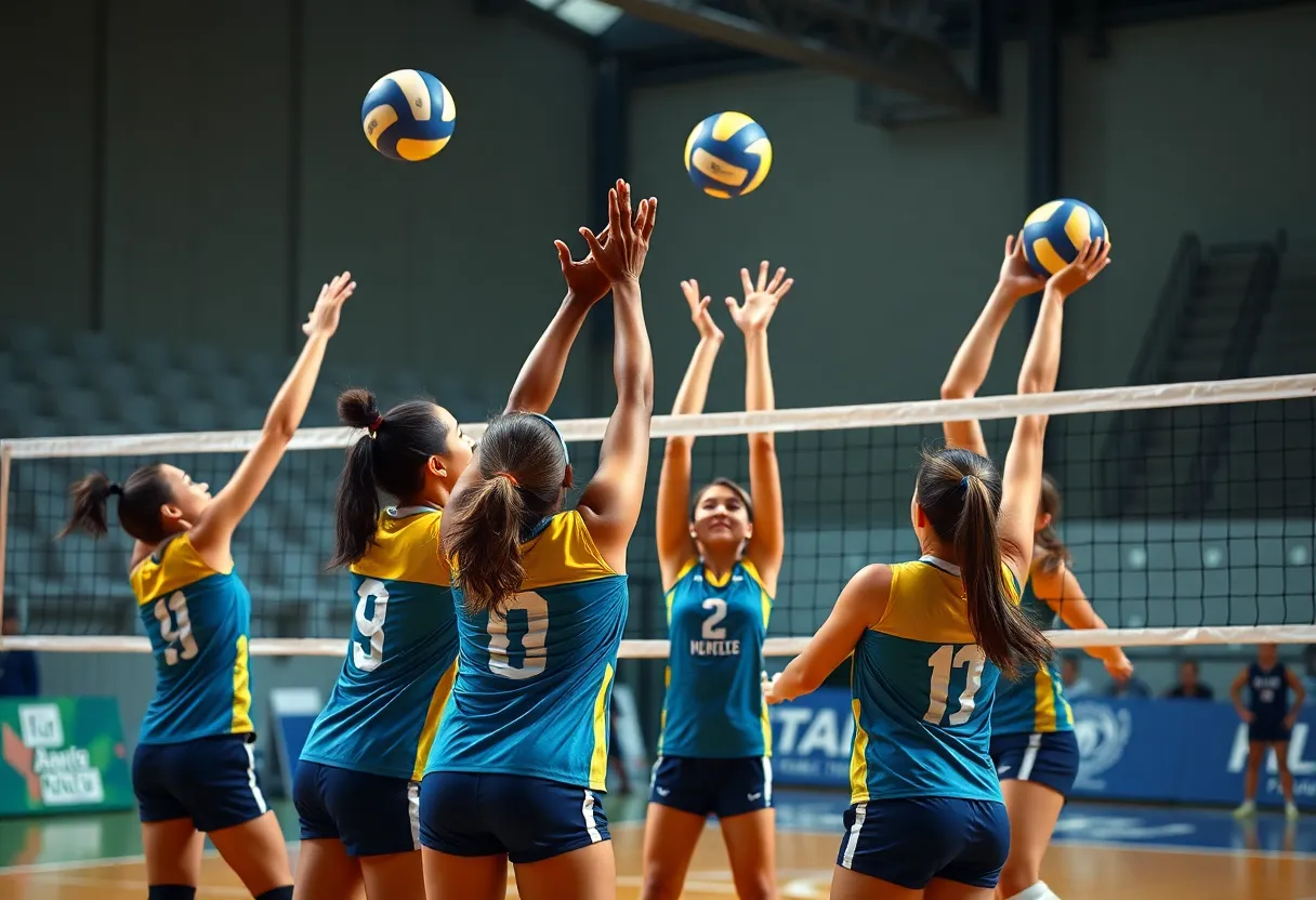 Arizona women's volleyball team competes in a match