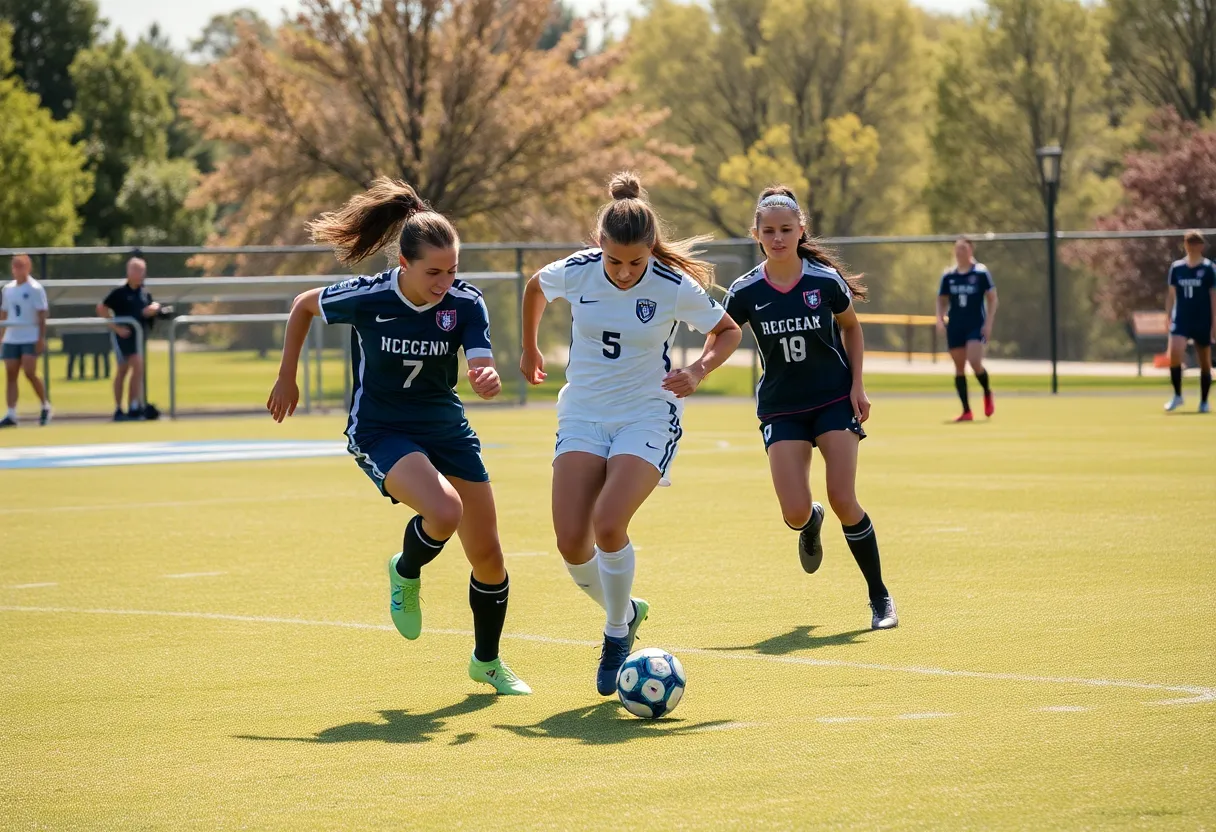 Players from Arizona Wildcats competing against Houston Cougars in a soccer match.