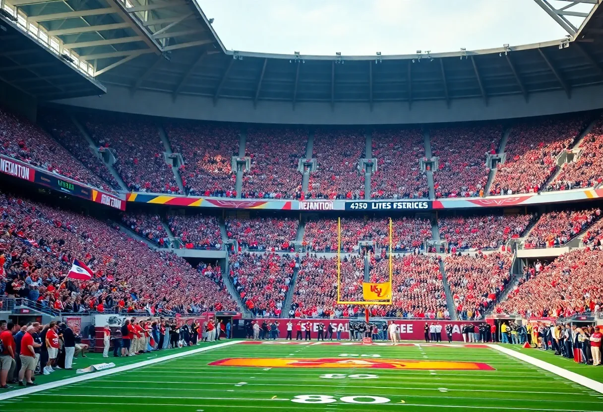 Fans cheering at Arizona Stadium during a college football game with Arizona Wildcats vs BYU