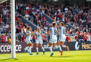 Arizona Wildcats women's soccer team celebrating during a match