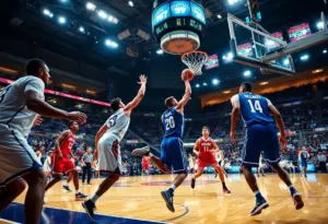 Arizona Women's Basketball players competing in an exhibition game.