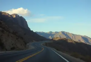 Catalina Highway curves with steep cliffs on Mount Lemmon