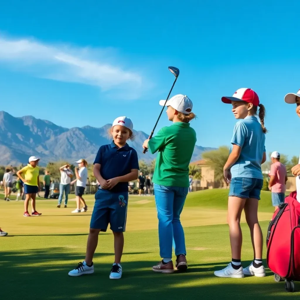 Young golfers competing at a Tucson golf tournament.