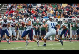 Cienega High School football player making an interception during a game