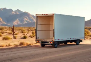 Climate-controlled moving truck in the Tucson desert