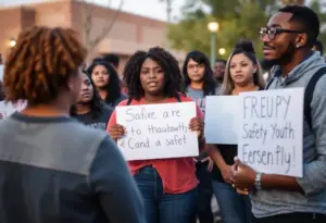 Community members gather for a vigil following a shooting incident in Tucson, Arizona.