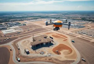 Drones surveying a construction site in Arizona