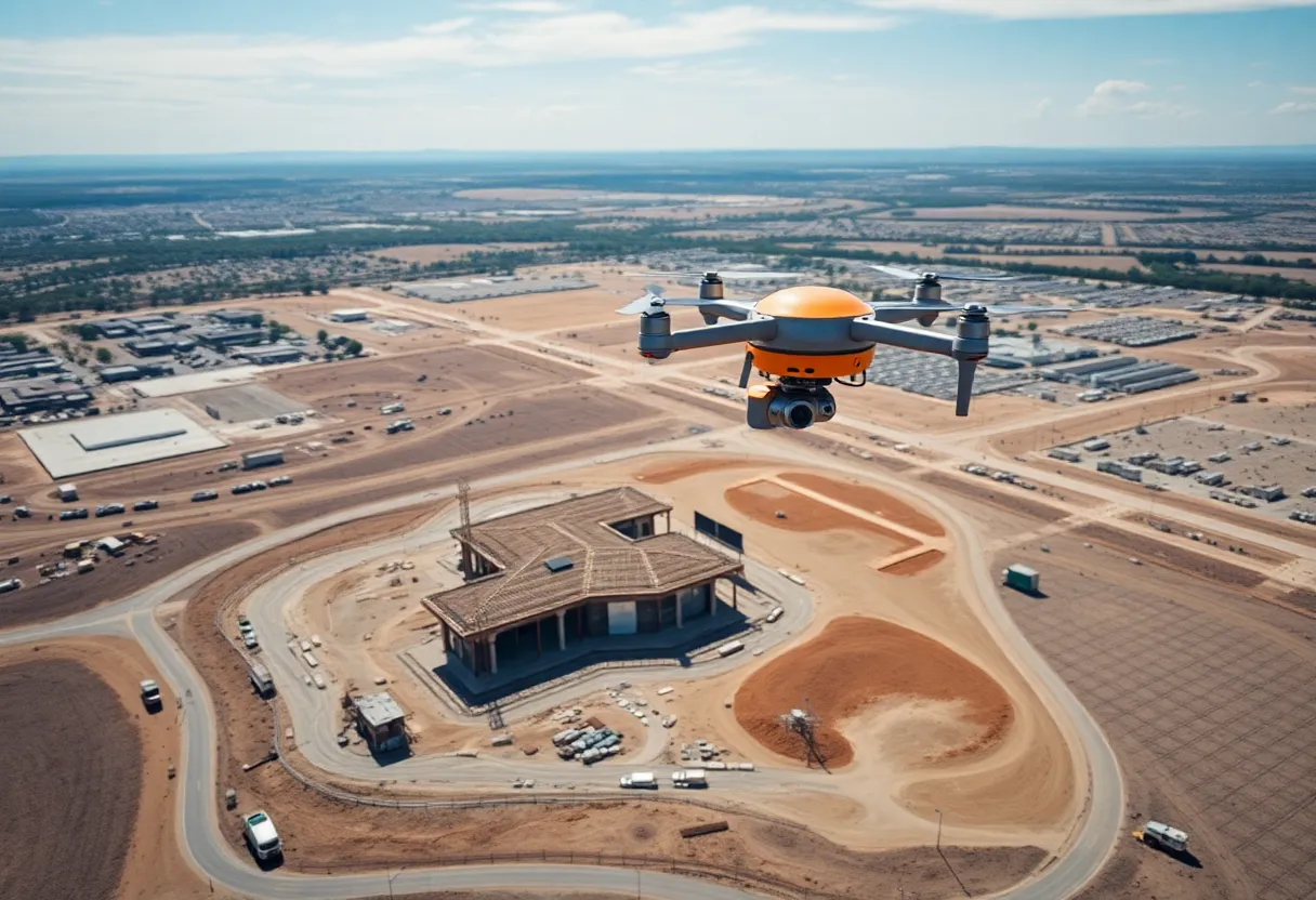 Drones surveying a construction site in Arizona