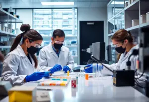 Forensic scientists analyzing DNA samples to aid in identifying missing service members