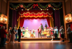 Cast performing at Gaslight Theatre's holiday show