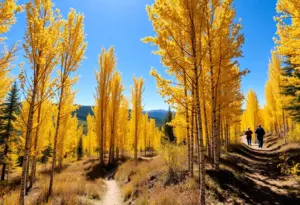 Fall foliage with golden aspens along the Aspen Trail on Mount Lemmon