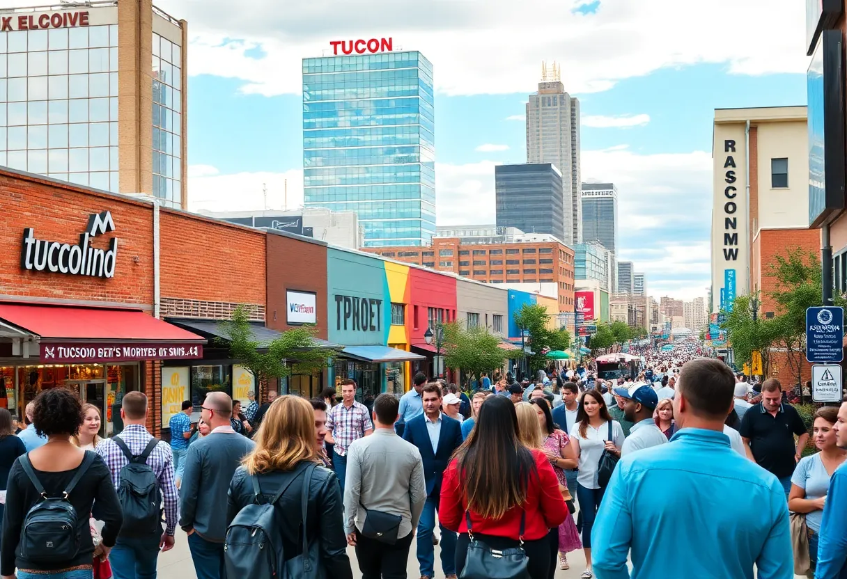 Tucson cityscape with marketing professionals