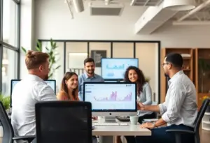 Marketing team at Gordley Group collaborating on digital strategies