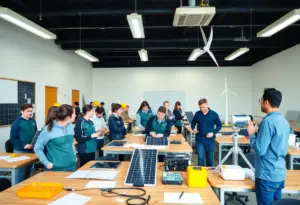 Students participating in green energy training at Pima Community College