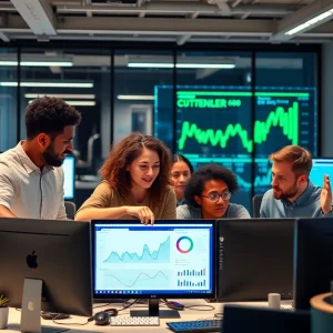 Team collaborating on AI software development