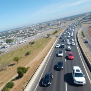 Smooth traffic flow on Interstate 10 after accident cleared