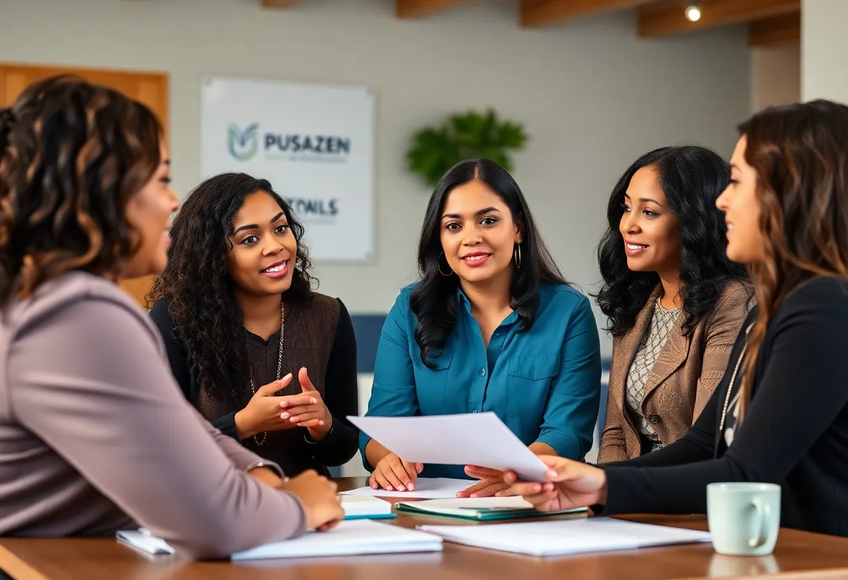 Latina entrepreneurs participating in a mentorship workshop