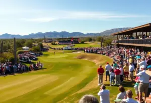 Professional golfer celebrating victory at Tucson golf event.