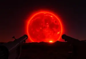 A massive solar flare illuminating the night sky in Tucson, Arizona.