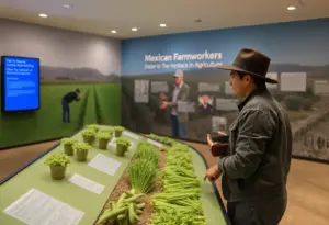 Interactive display related to Mexican farmworkers' contributions in Southern Arizona at the museum.