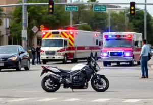 Emergency responders at a motorcycle crash scene in Tucson