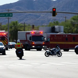 Tucson emergency services responding to a motorcycle crash.