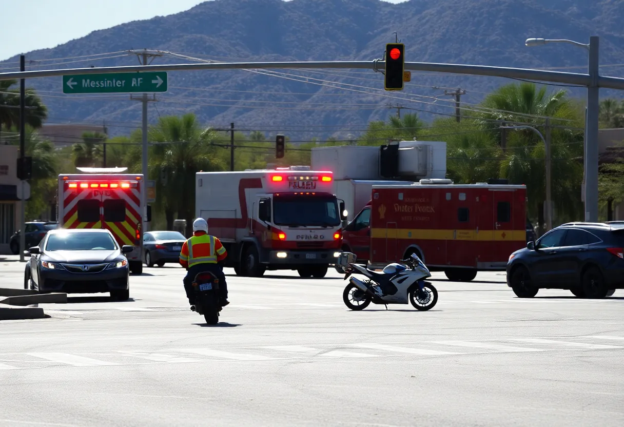 Tucson emergency services responding to a motorcycle crash.