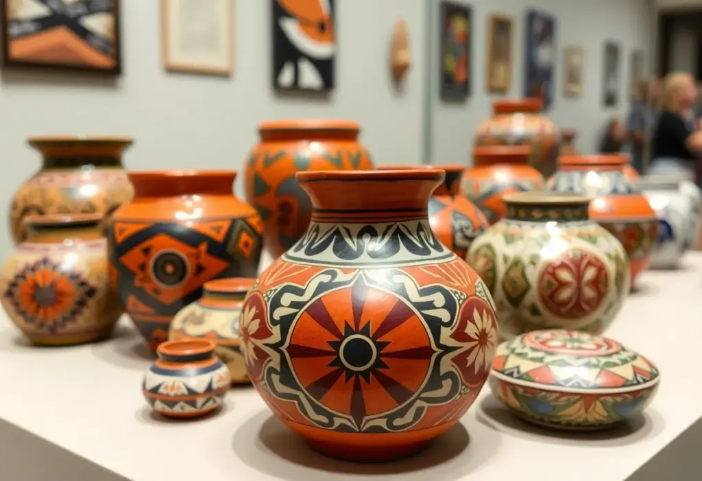Artistic Native American pottery on display at the Tucson Art Museum