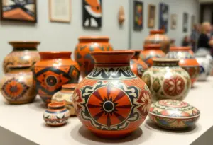 Artistic Native American pottery on display at the Tucson Art Museum
