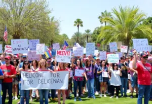 Crowd at No Kings protest in Tucson, Arizona