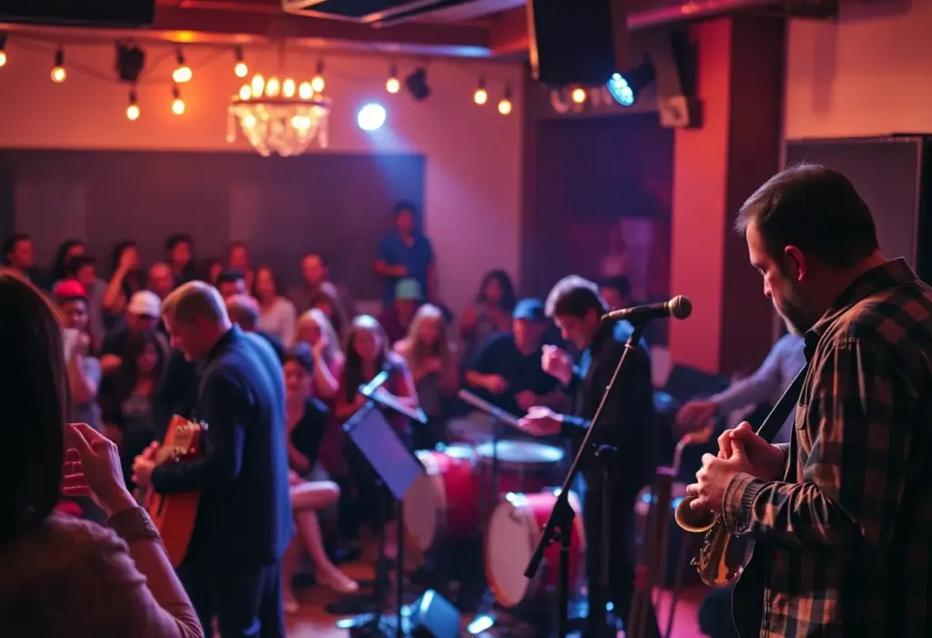 Musicians performing jazz in front of a captivated audience in Tucson.