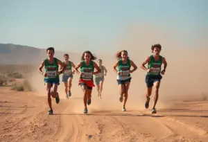 Pima Community College runners competing in a cross country race.