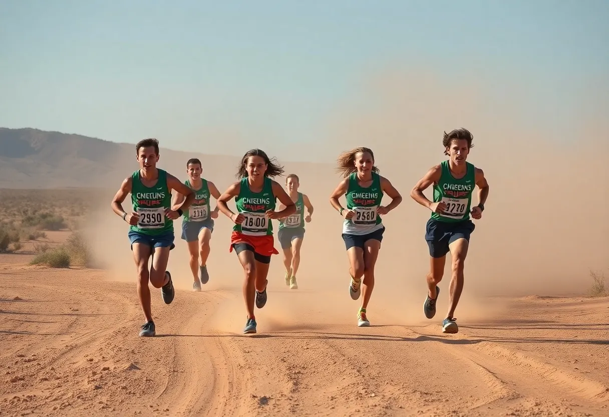 Pima Community College runners competing in a cross country race.