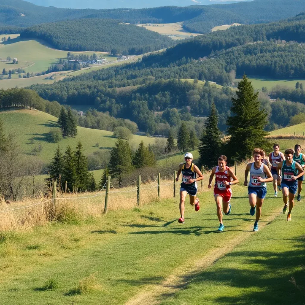 Runners competing in a cross country race at the Al Shirley Invitational.