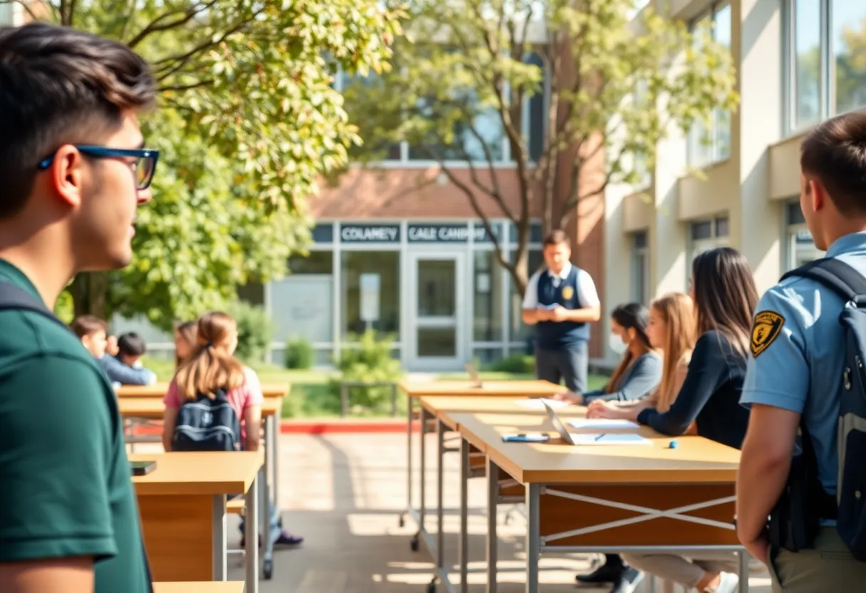Campus security visible during emergency protocols at Pima Community College
