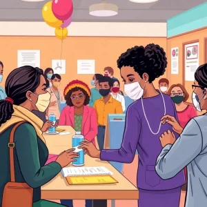 People receiving flu vaccinations at a community health center in Pima County.