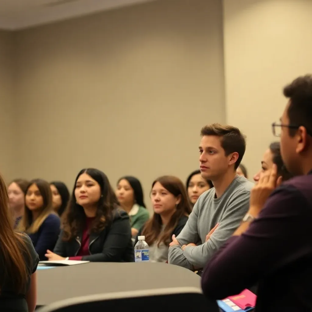 Students and community members participating in a discussion about transgender issues.