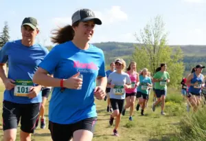 Community members participating in the Rhythm Run 5K event.