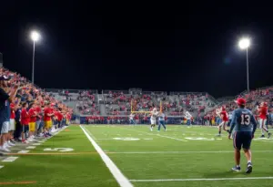 Players competing in a Southern Arizona high school football game.