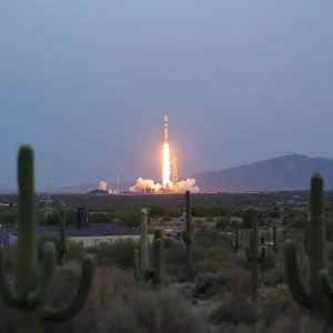SpaceX Starship rocket launching near Tucson