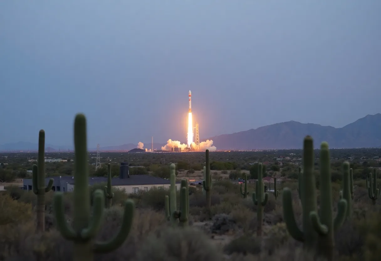 SpaceX Starship rocket launching near Tucson