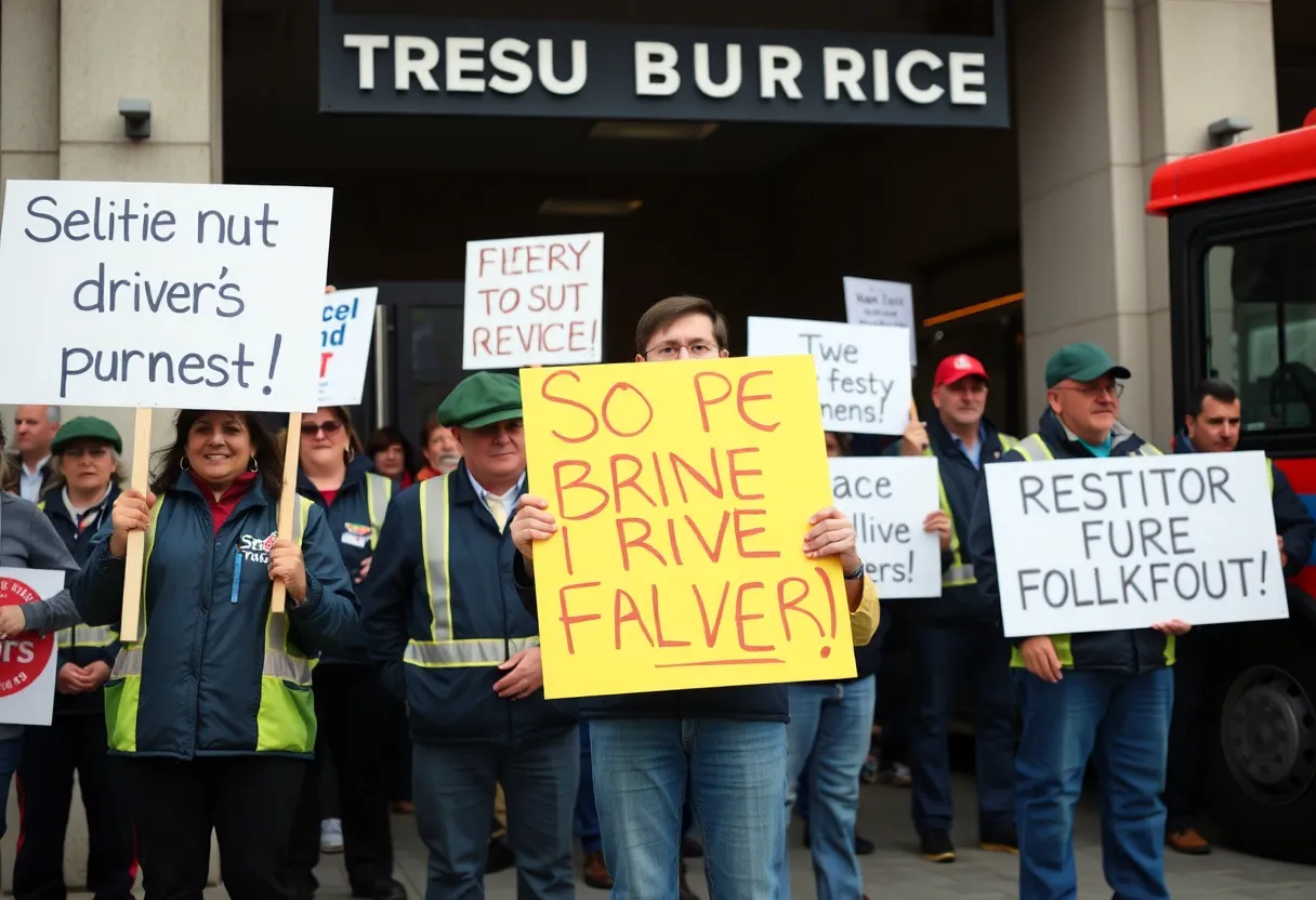 Bus operators rallying for safety improvements outside Sun Tran facility in Tucson