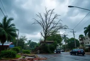 Damaged homes and fallen trees from the Tempe microburst.
