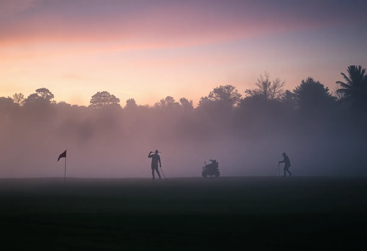 Eerie view of Tubac Golf Resort golf course at dusk